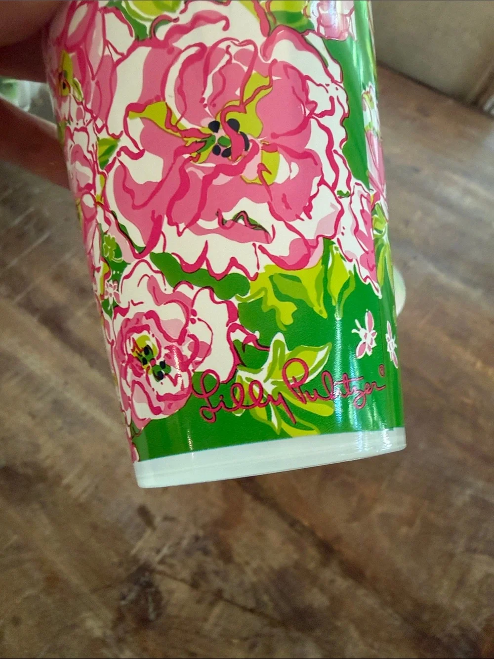 Lilly Pulitzer Floral Pink & Green Plastic Cups - Set of 3 new